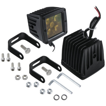 2pcs 3 LED Cube Work Light Bar Fog Driving Lamp Yellow compatible for Jeep Pickup Wagon