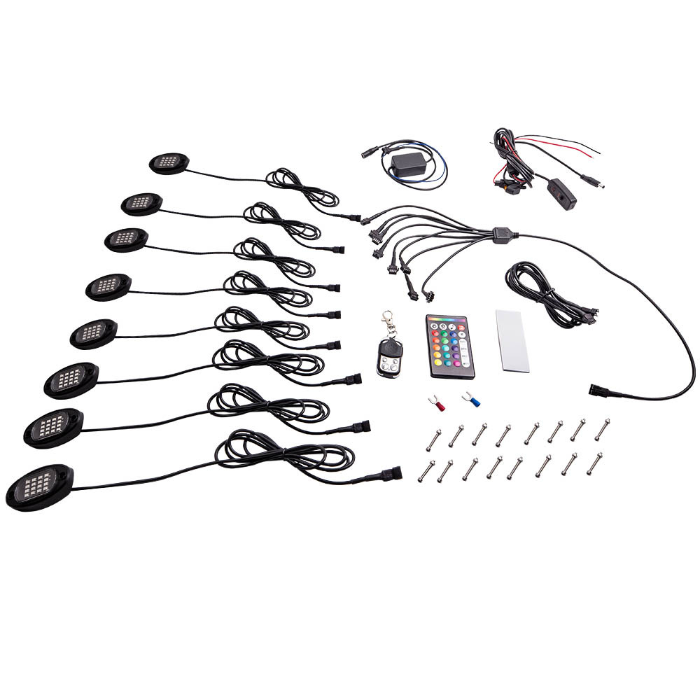 16x RGB Motorcycle LED Rock Light Kit Neon Strip compatible for Jeep Off Road Truck Boat