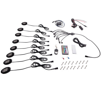16x RGB Motorcycle LED Rock Light Kit Neon Strip compatible for Jeep Off Road Truck Boat