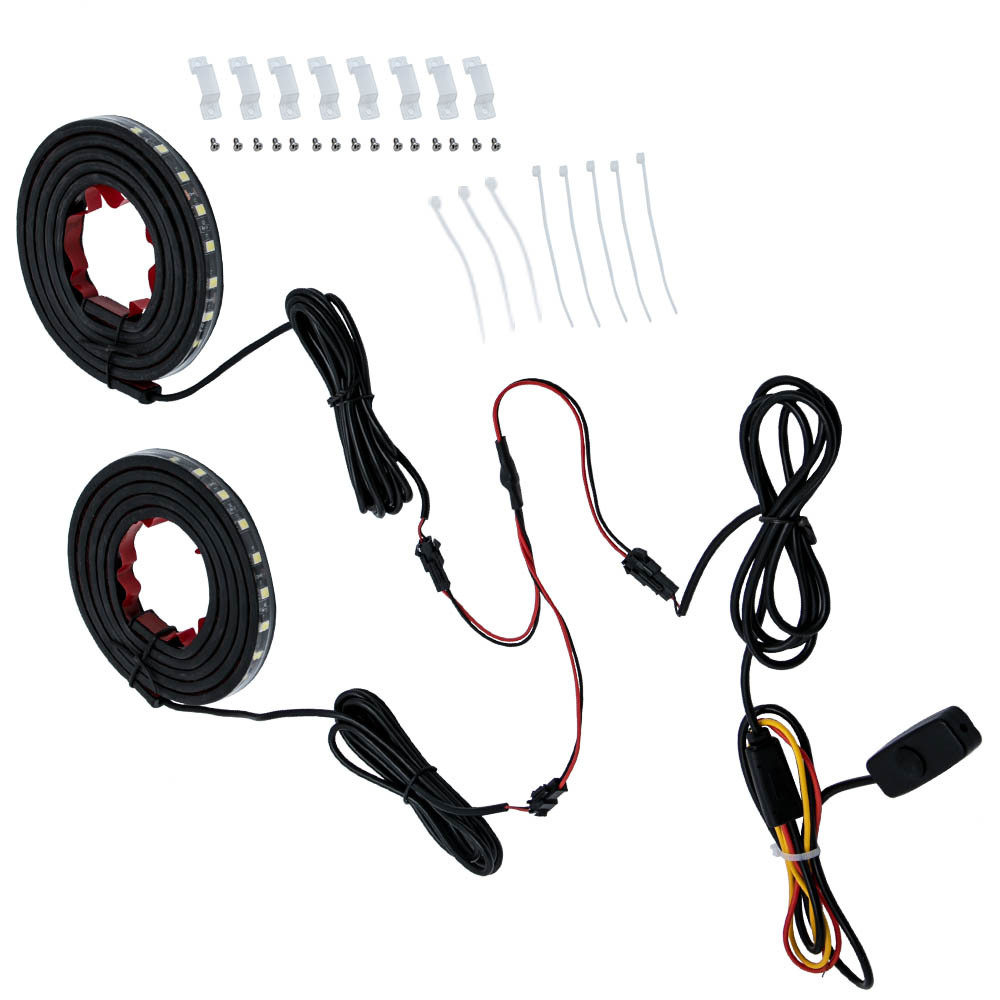 Pair 60 Led Bar Truck Bed Work Lighting Kit Strips compatible for Chevy Compatible for Ford Dodge