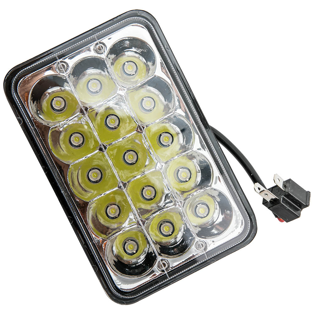45W LED Headlight 4x6 H4651 compatible for Ford Truck SUV Heavy Duty 6000K Black Housing