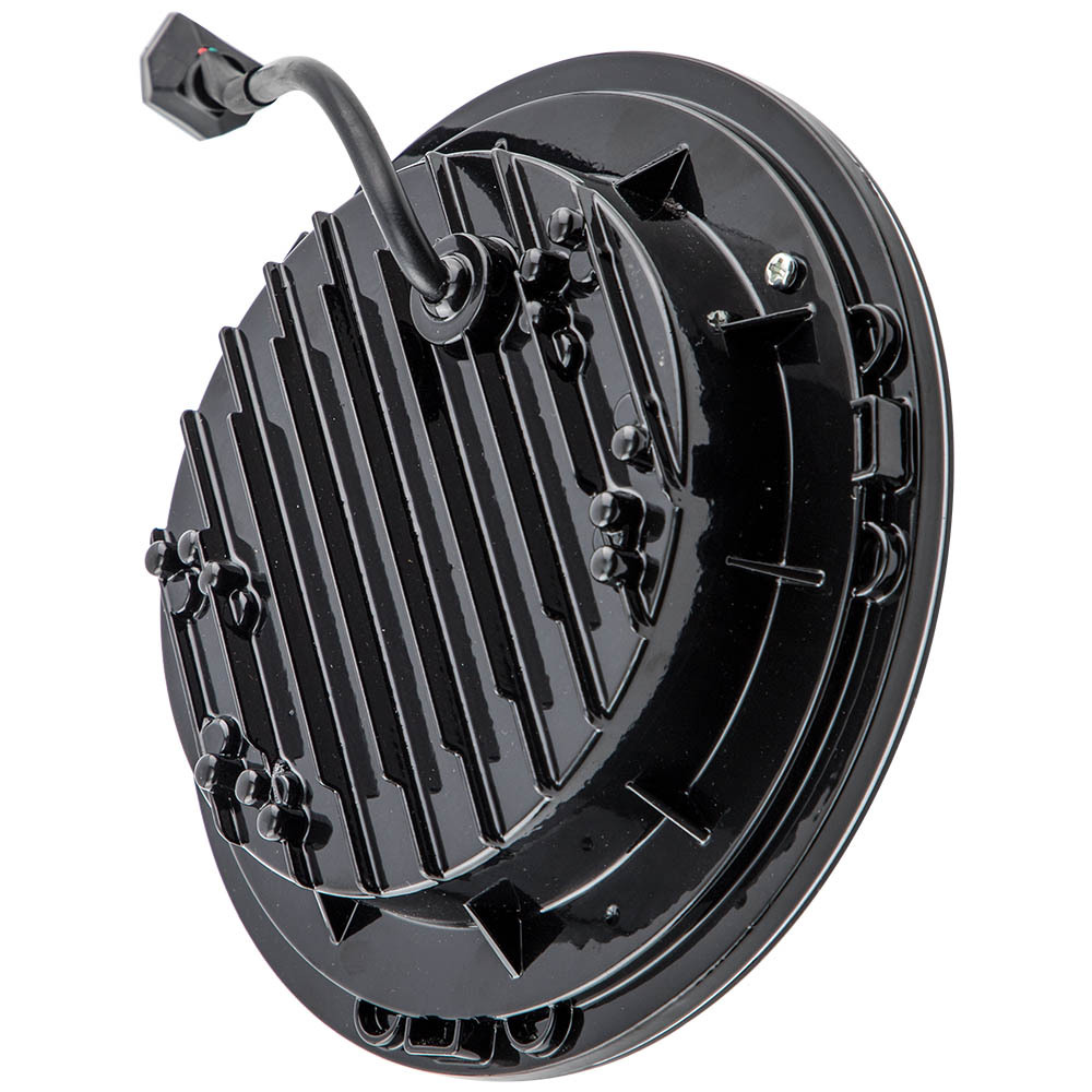 Black 7 Inch Round LED Headlight Hi/Lo Beam compatible for Jeep Wrangler JK TJ 1997-2018