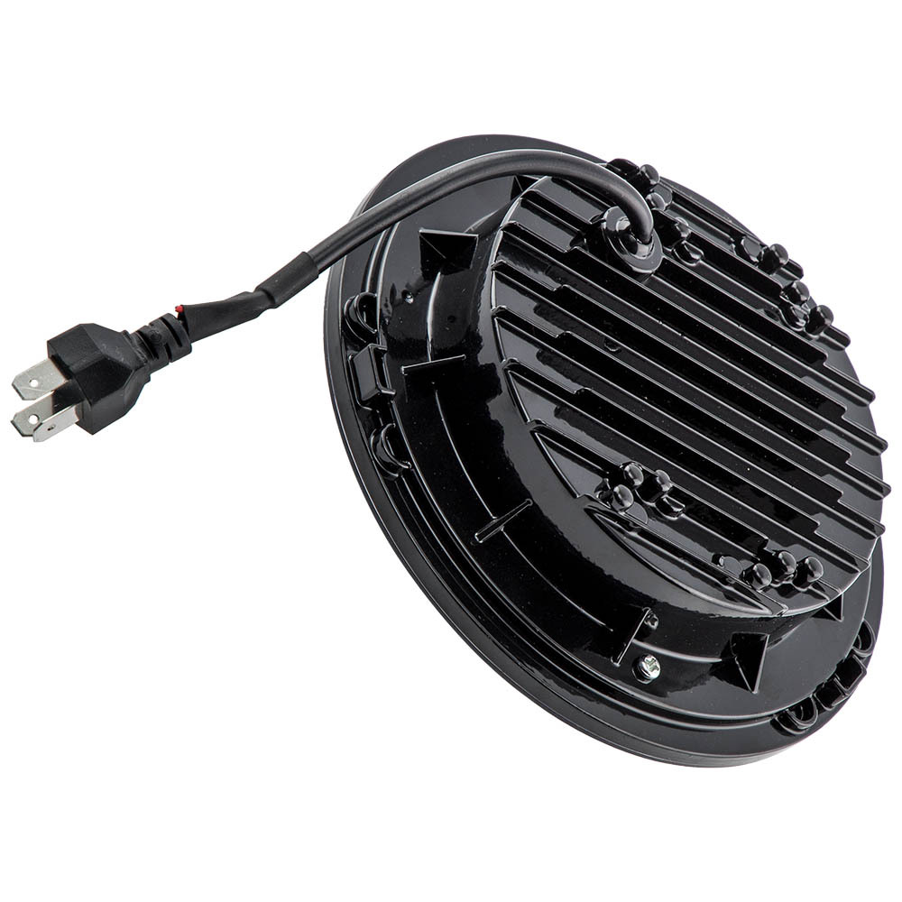 Black 7 Inch Round LED Headlight Hi/Lo Beam compatible for Jeep Wrangler JK TJ 1997-2018