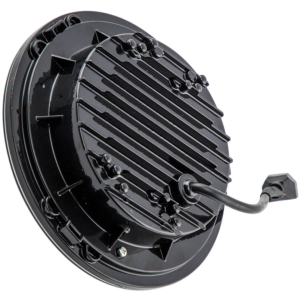 Black 7 Inch Round LED Headlight Hi/Lo Beam compatible for Jeep Wrangler JK TJ 1997-2018