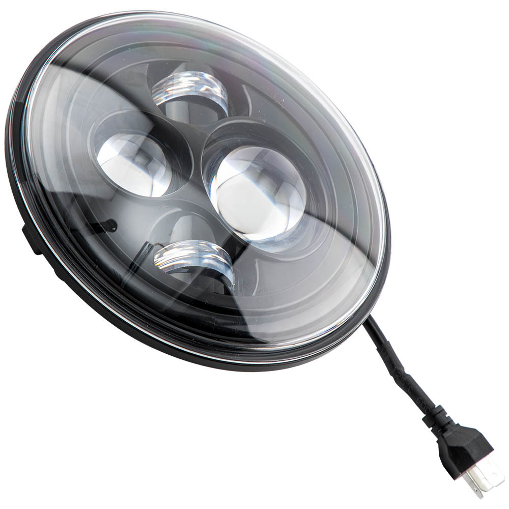 Black 7 Inch Round LED Headlight Hi/Lo Beam compatible for Jeep Wrangler JK TJ 1997-2018