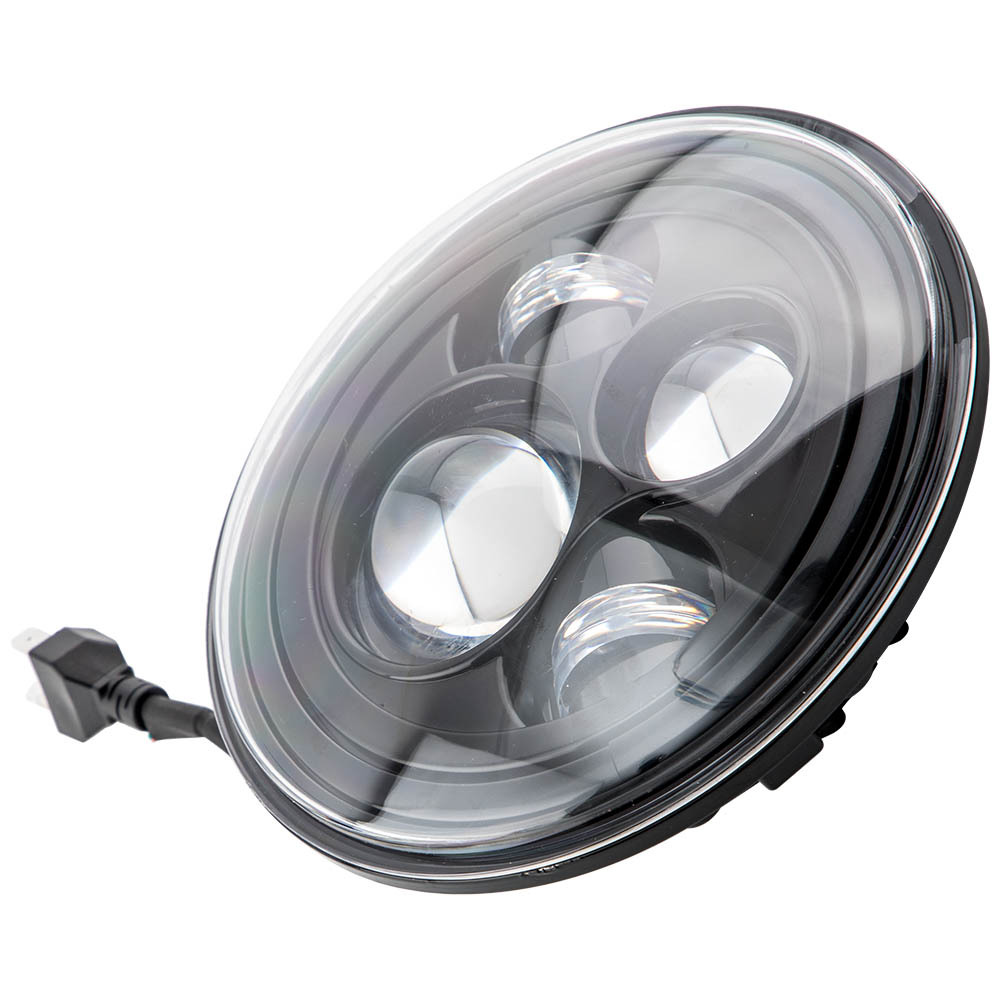 Black 7 Inch Round LED Headlight Hi/Lo Beam compatible for Jeep Wrangler JK TJ 1997-2018