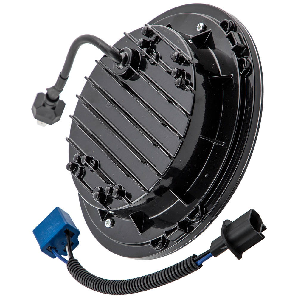 Black 7 Inch Round LED Headlight Hi/Lo Beam compatible for Jeep Wrangler JK TJ 1997-2018