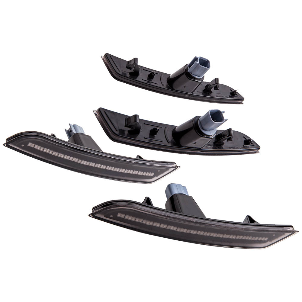 4x Smoke Lens LED Front + Rear Side Marker Lights Set compatible for Chevy Camaro 2016-2020