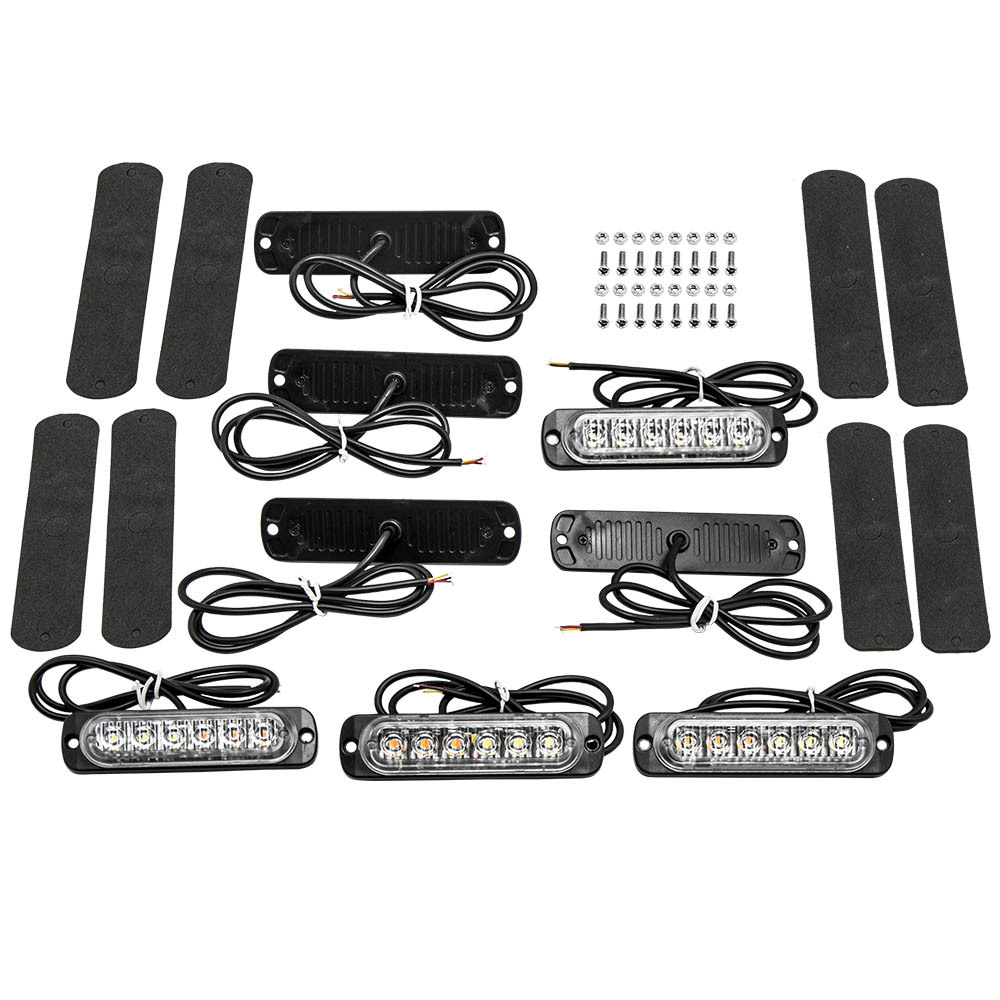 8pcs LED LightStrobe Lights Amber compatible for White For Offroad Truck ATV Front Rear New