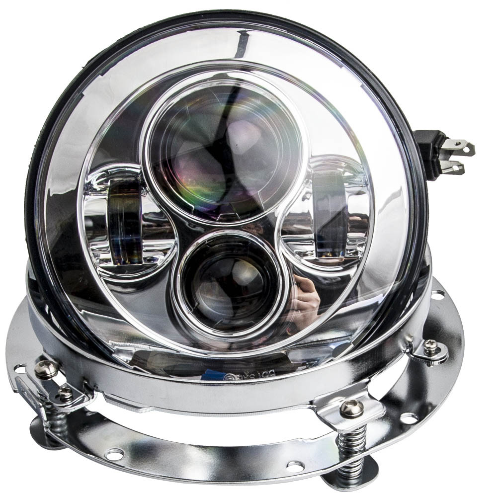 7 Black LED Headlamp Headlight + 4.5inch Passing Lights compatible for Harley