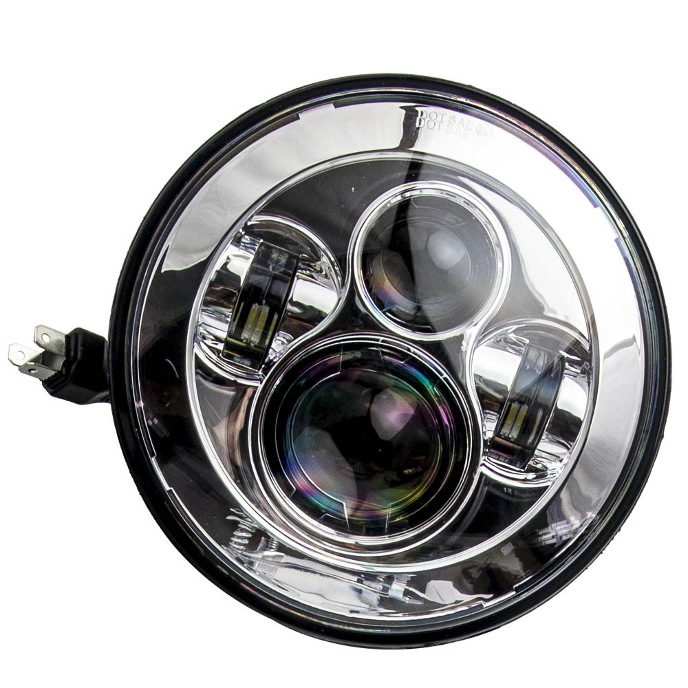 7 Black LED Headlamp Headlight + 4.5inch Passing Lights compatible for Harley