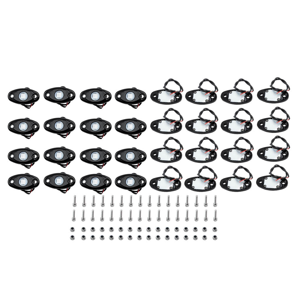 Aluminum LED Rock Light Kit 16PCS for Truck ATV UTV Off Road Vehicle 12V-24V