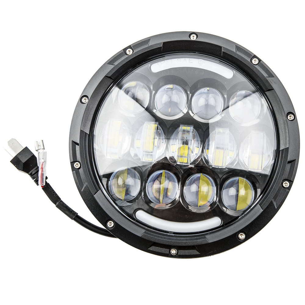 7 LED Headlight compatible for Jeep Wrangler TJ LJ JK 1997-2017 DRL Turn Signal 105W Round
