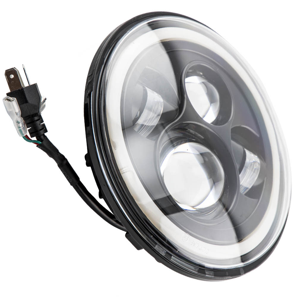 7 Round LED Headlight compatible for Jeep Wrangler TJ JK CJ-7 1976-2018 H4 H13 compatible for White DRL