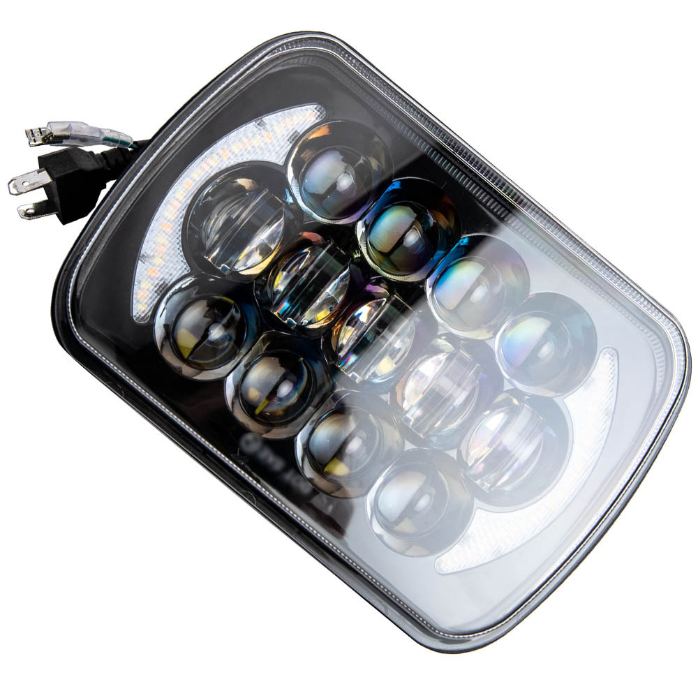 7x6 LED Sealed Beam Headlight compatible for Jeep Wrangler YJ Cherokee 1984-1995 H5054 DRL