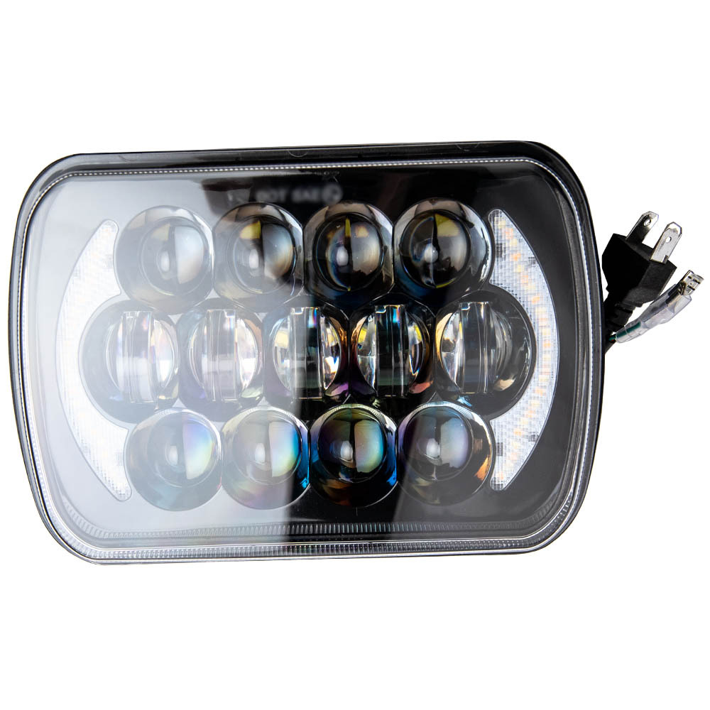 7x6 LED Sealed Beam Headlight compatible for Jeep Wrangler YJ Cherokee 1984-1995 H5054 DRL