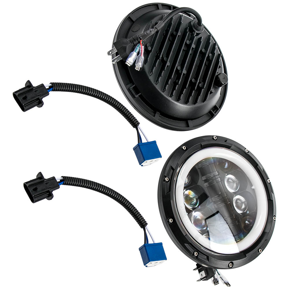 7 Round LED Headlights compatible for Jeep Wrangler Sport JK JL TJ LJ CJ 2 Pack