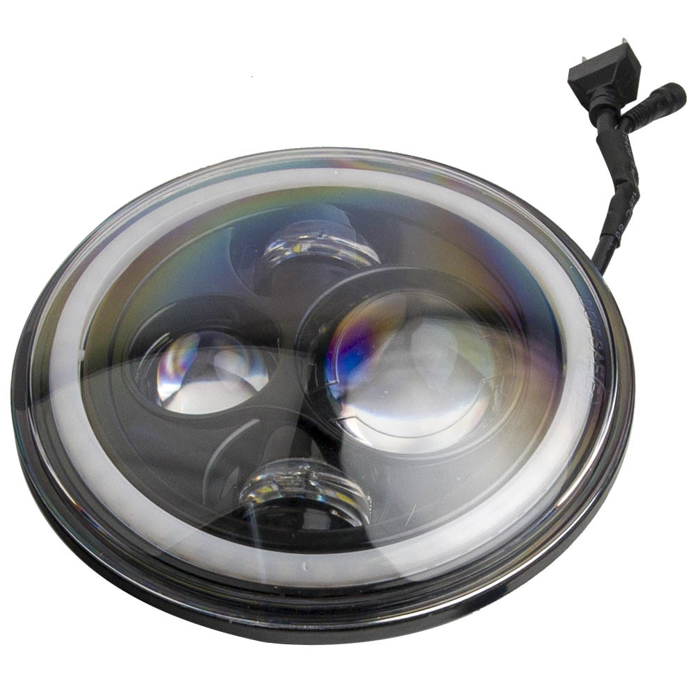 7 Round LED Headlights compatible for Jeep Wrangler JK TJ 1997-2014 Turn Signal 2400LM