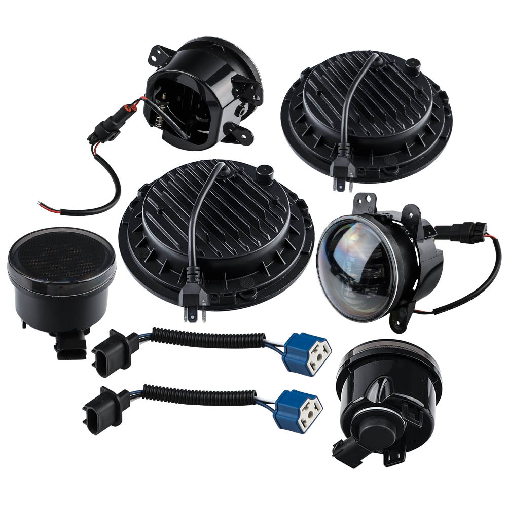 45W LED Headlight + 30W Fog Light Bundle compatible for Jeep Wrangler 2/4-Door JK 2007-2018