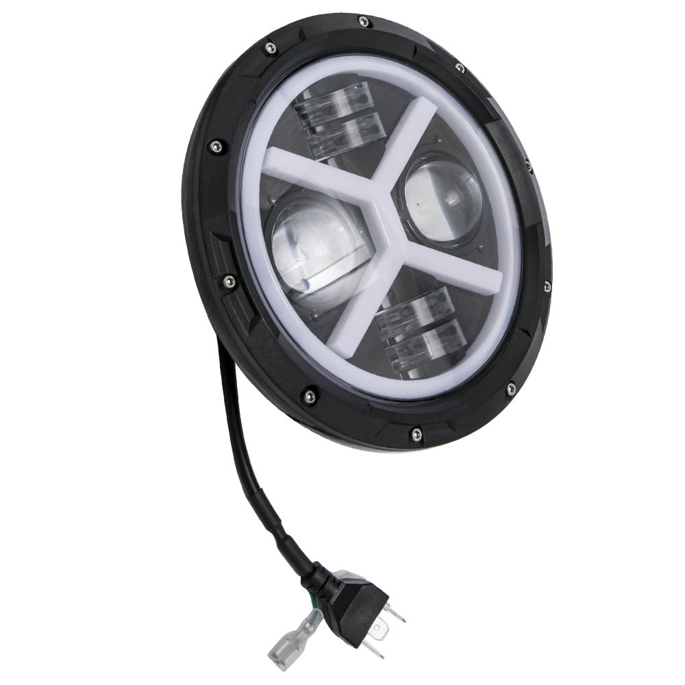 Clear LED Headlight Pair compatible for Jeep Wrangler TJ LJ JK CJ7 7inch Round 1976-2015