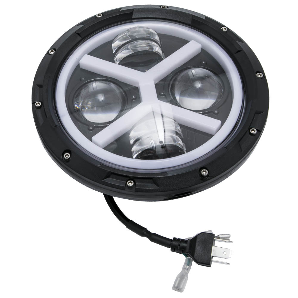 Clear LED Headlight Pair compatible for Jeep Wrangler TJ LJ JK CJ7 7inch Round 1976-2015