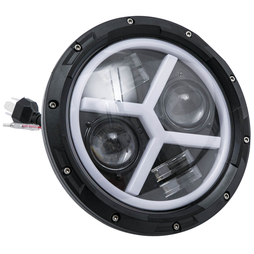 Clear LED Headlight Pair compatible for Jeep Wrangler TJ LJ JK CJ7 7inch Round 1976-2015