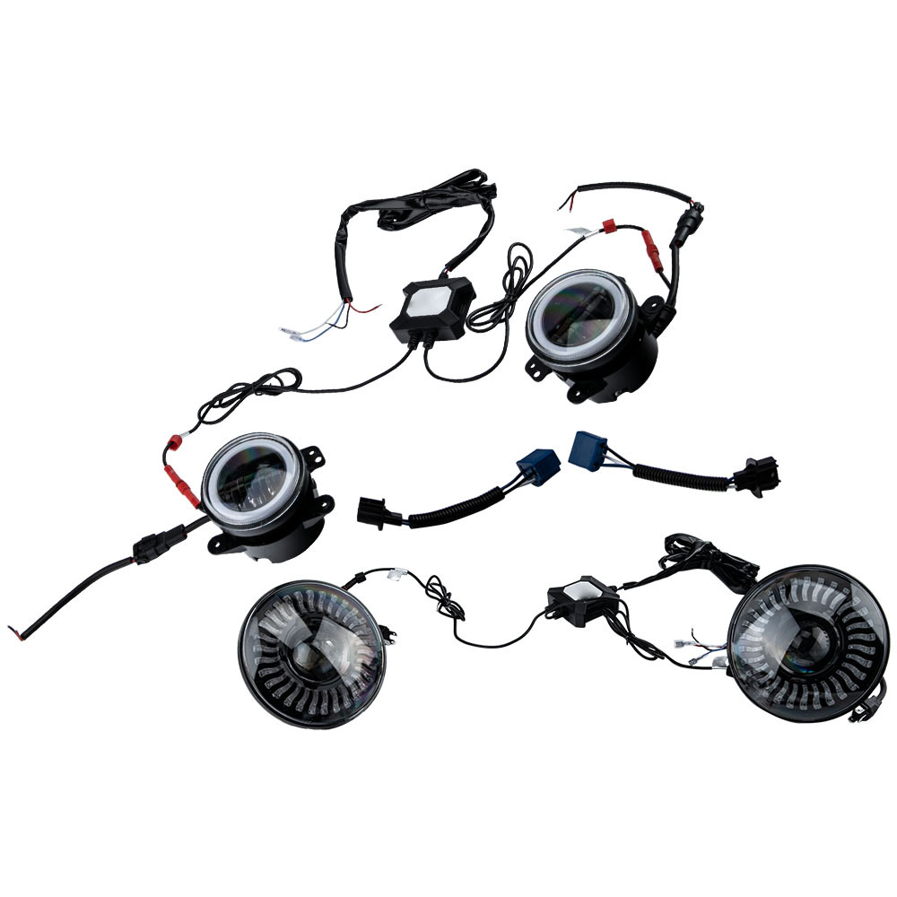 4 Set 7 60W LED RGB Headlights + 4 30W Fog Lights compatible for Hummer H1 compatible for H2 Compatible for Jeep
