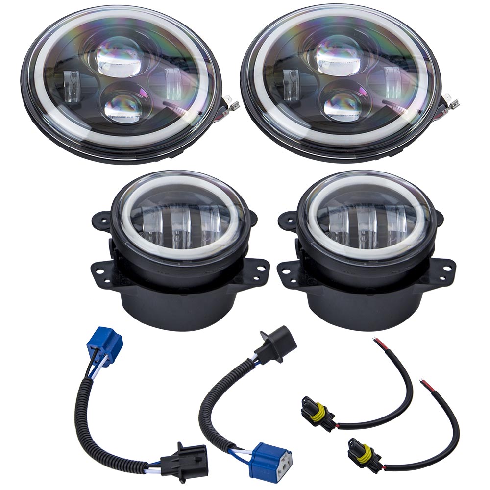 LED Headlight Fog Light Set compatible for Jeep Wrangler JK 2007-2018 IP68 Turn Signal