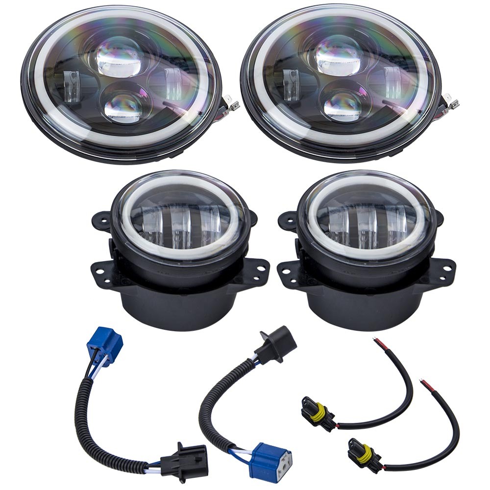 LED Headlight Fog Light Set compatible for Jeep Wrangler JK 2007-2018 IP68 Turn Signal
