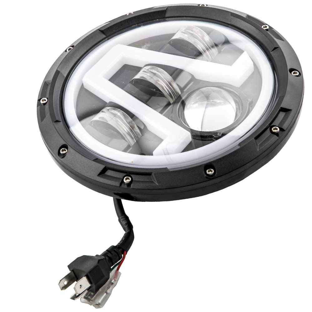 2X 7inch Round LED Headlight Clear Lens compatible for Jeep Wrangler LJ JK 60w 14000lm