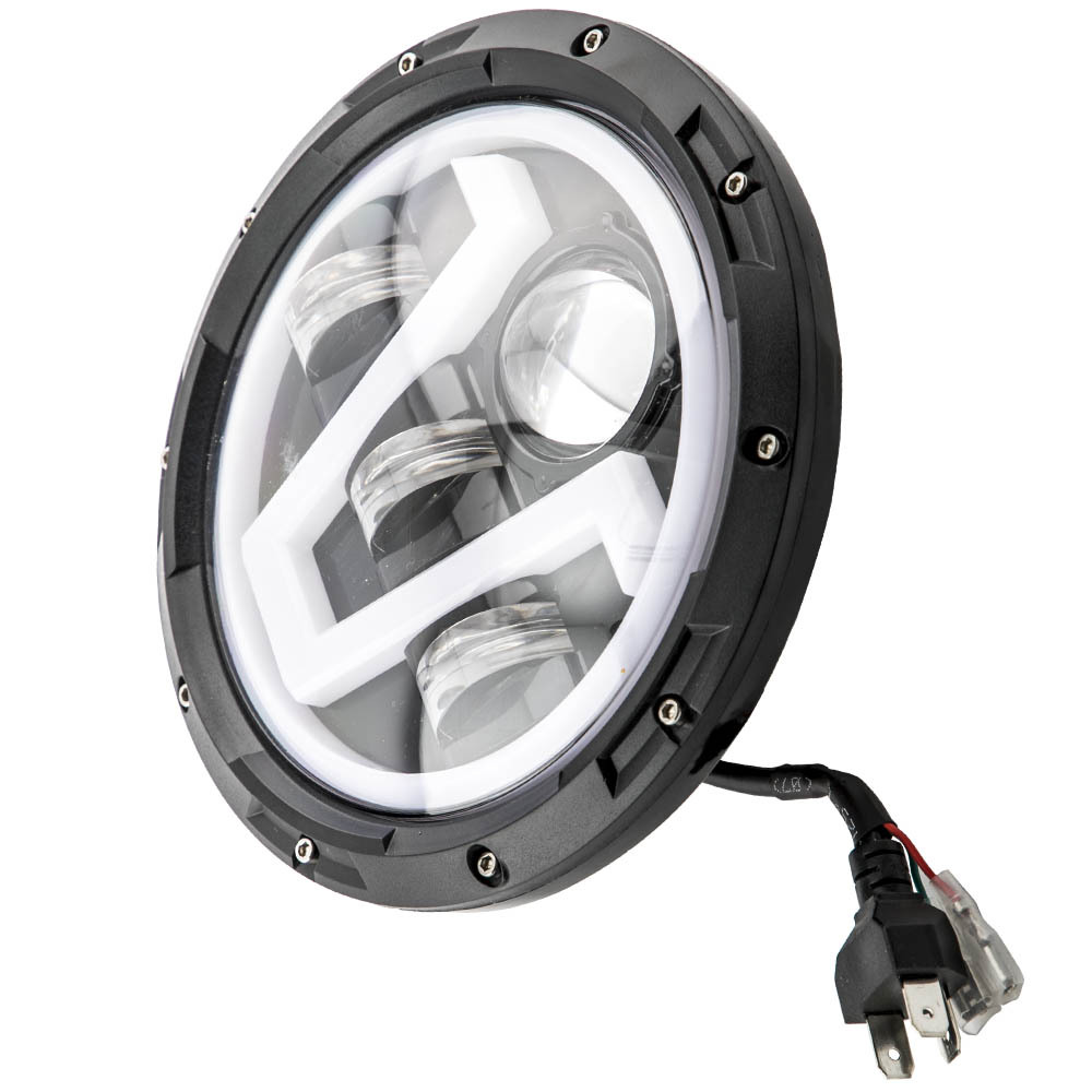 2X 7inch Round LED Headlight Clear Lens compatible for Jeep Wrangler LJ JK 60w 14000lm