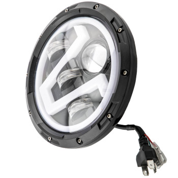 2X 7inch Round LED Headlight Clear Lens compatible for Jeep Wrangler LJ JK 60w 14000lm