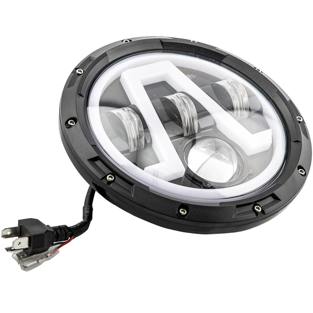 2X 7inch Round LED Headlight Clear Lens compatible for Jeep Wrangler LJ JK 60w 14000lm