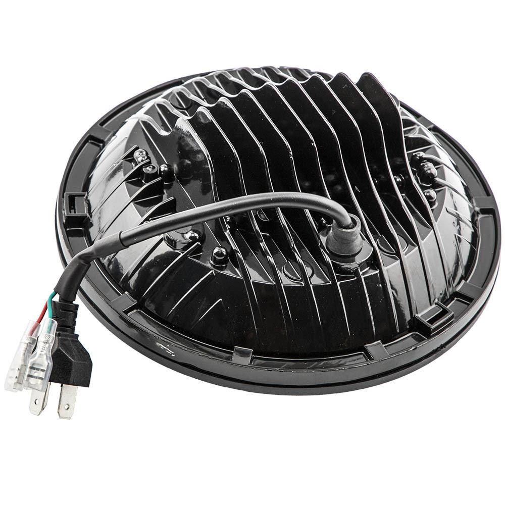 2X 7inch Round LED Headlight Clear Lens compatible for Jeep Wrangler LJ JK 60w 14000lm