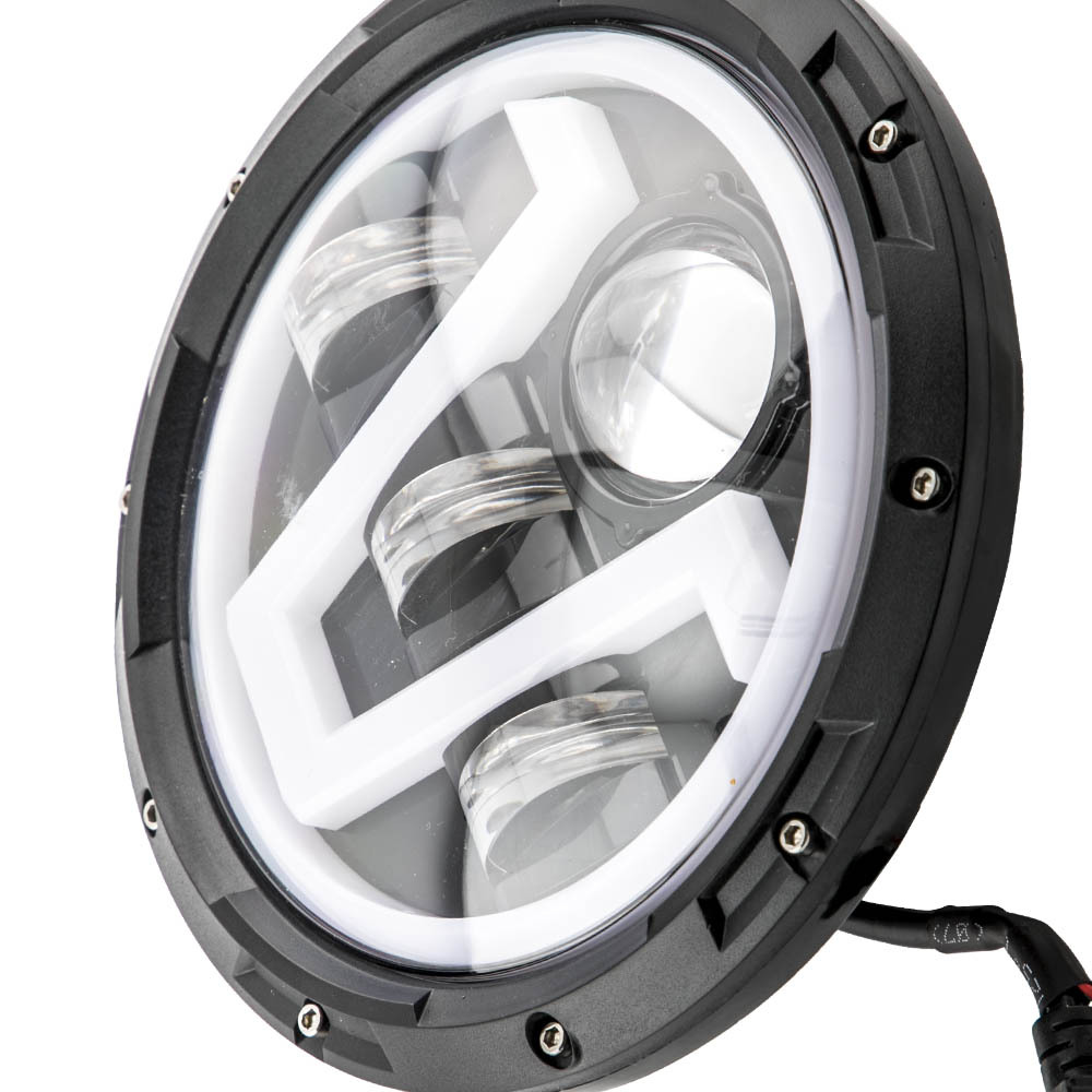 2X 7inch Round LED Headlight Clear Lens compatible for Jeep Wrangler LJ JK 60w 14000lm