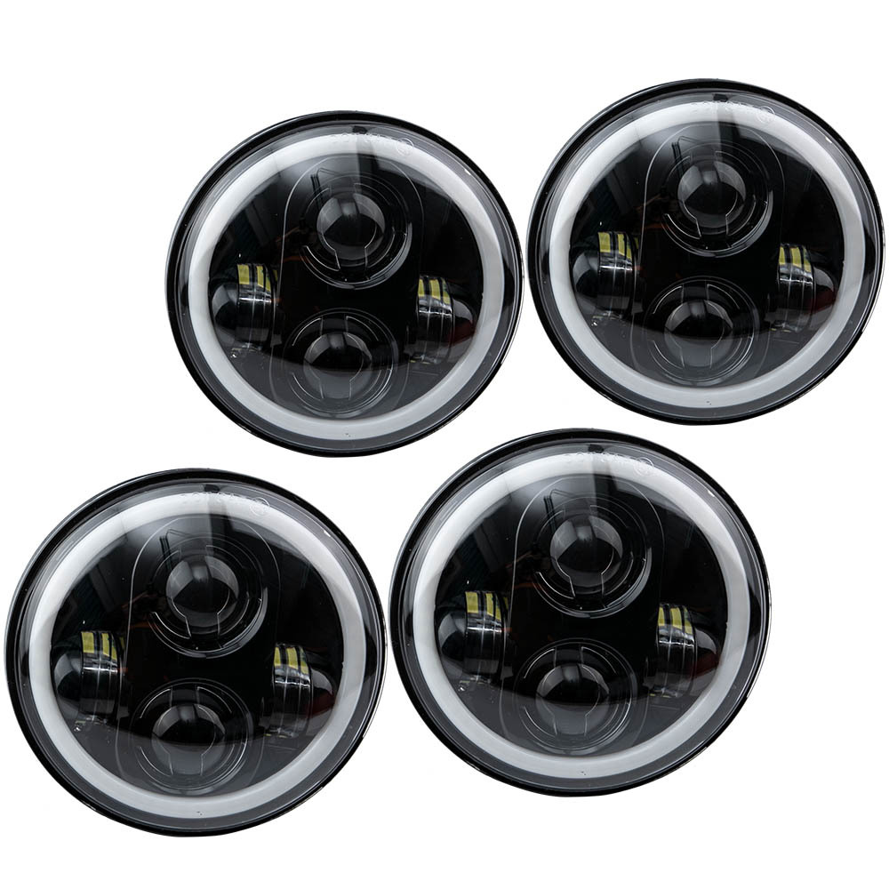 4 Pieces LED Headlight 5-3/4 5.75 Spot + Flood Beam Combo Lamp Aluminum