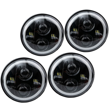 4 Pieces LED Headlight 5-3/4 5.75 Spot + Flood Beam Combo Lamp Aluminum