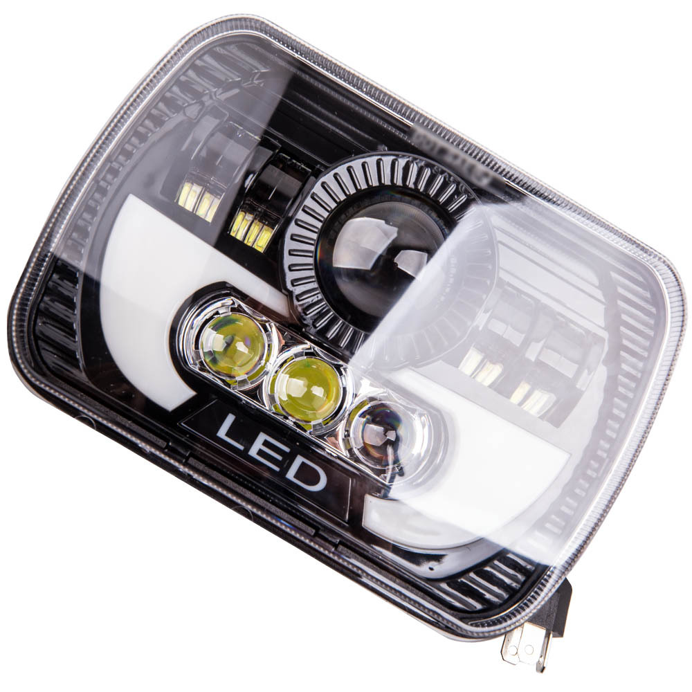 LED Rectangle Headlight 5x7 H6054 compatible for Chevy S10 82-94 High Low Beam 6000K compatible for White
