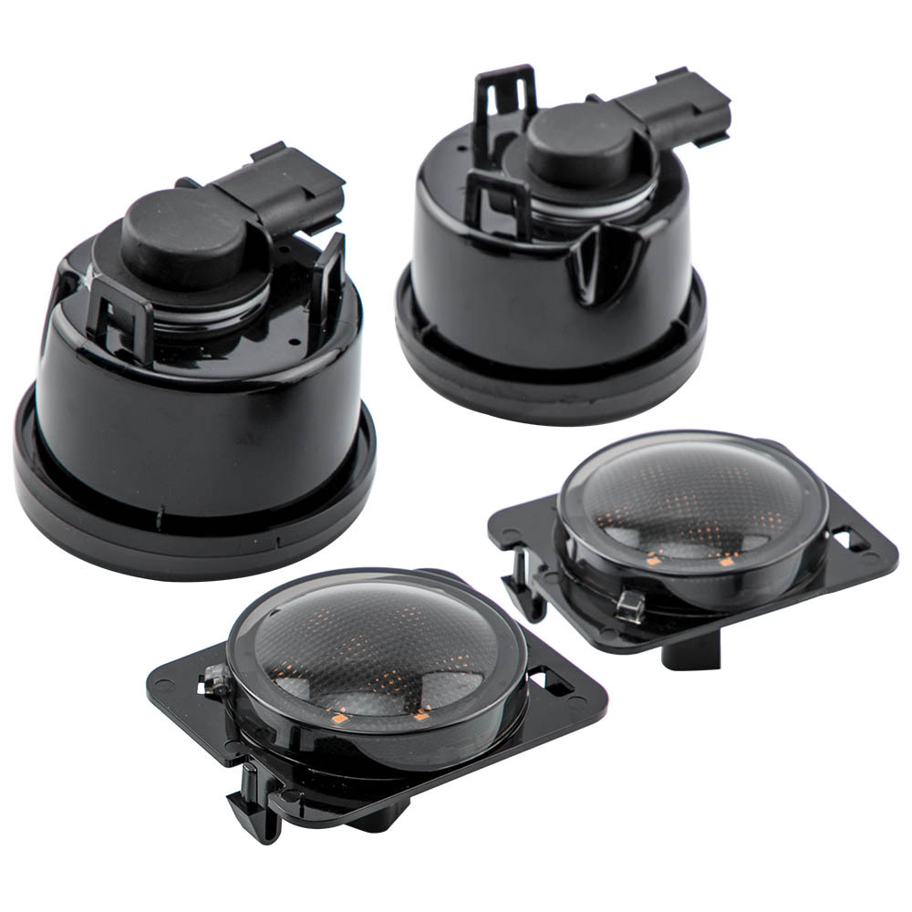 Smoke Lens Amber Turn Signal Light Set compatible for Jeep Wrangler JK 2007-17 Front Fender