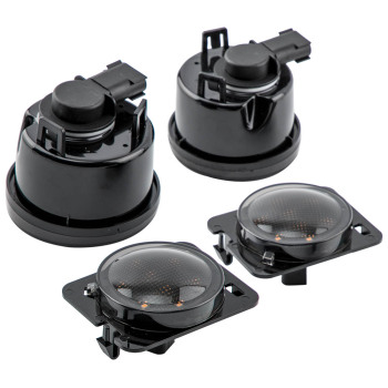 Smoke Lens Amber Turn Signal Light Set compatible for Jeep Wrangler JK 2007-17 Front Fender