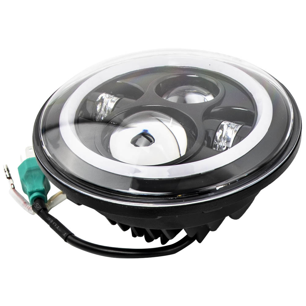 7 LED Headlamp + 4 Fog Light Assembly compatible for Jeep JK Wrangler Sahara 2010-2015