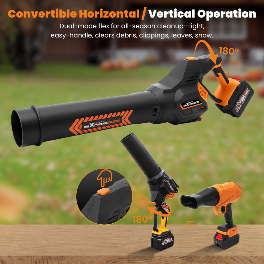 Cordless Leaf Blower 160MPH 580CFM 21V 2Battery 4500mAh 3 Tube Brushless