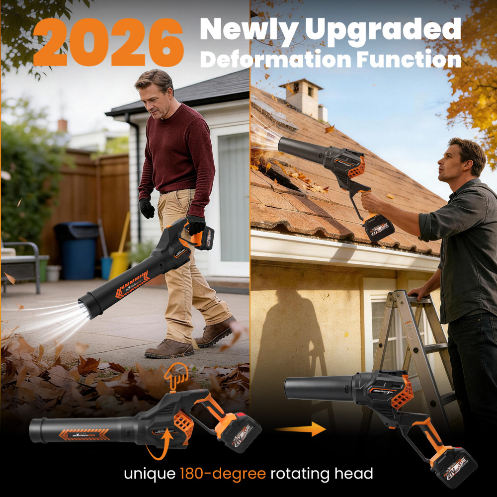 Cordless Leaf Blower 160MPH 580CFM 21V 2Battery 4500mAh 3 Tube Brushless