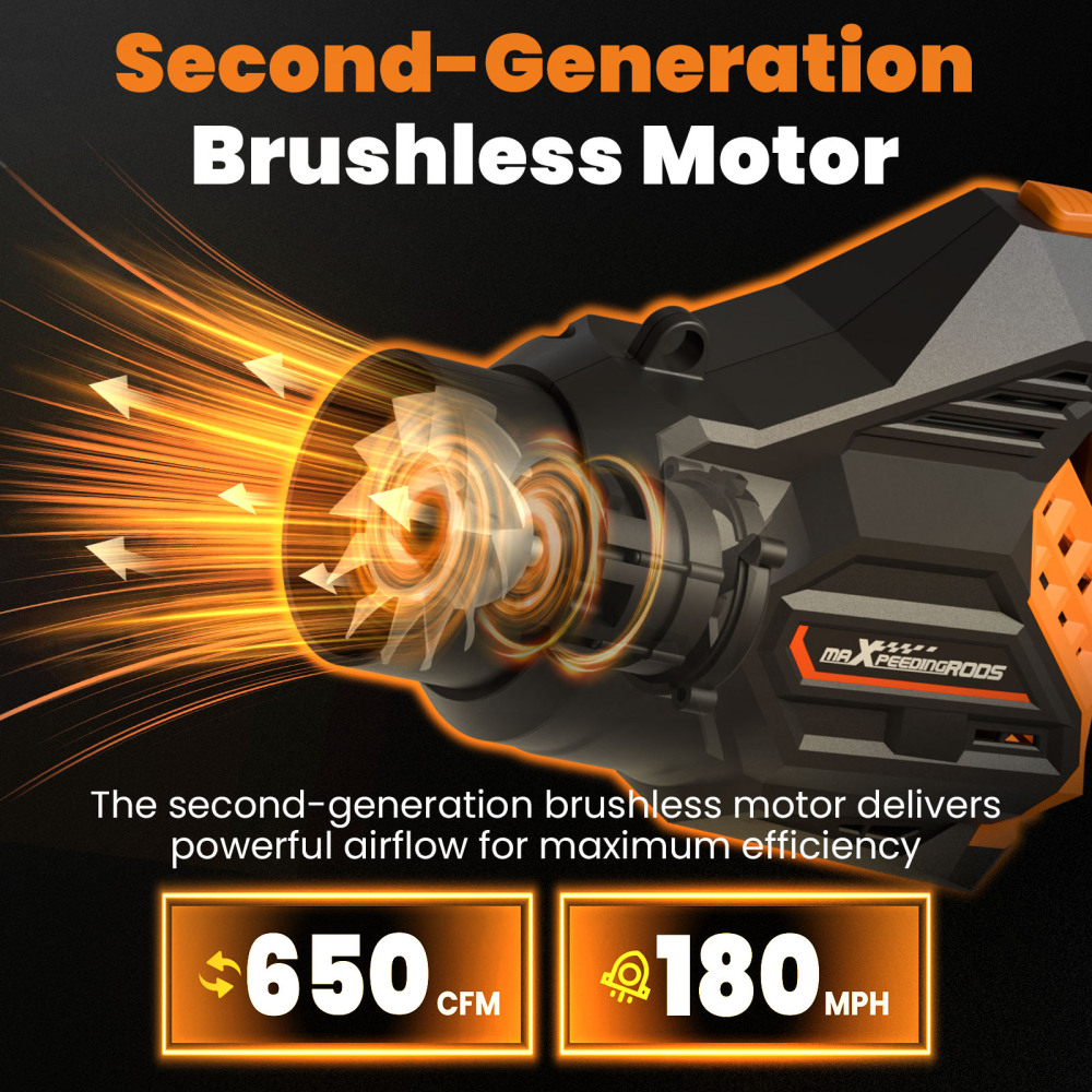 Cordless Leaf Blower 160MPH 580CFM 21V 2Battery 4500mAh 3 Tube Brushless
