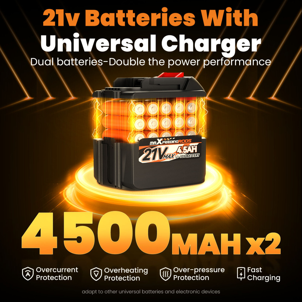 Cordless Leaf Blower 160MPH 580CFM 21V 2Battery 4500mAh 3 Tube Brushless