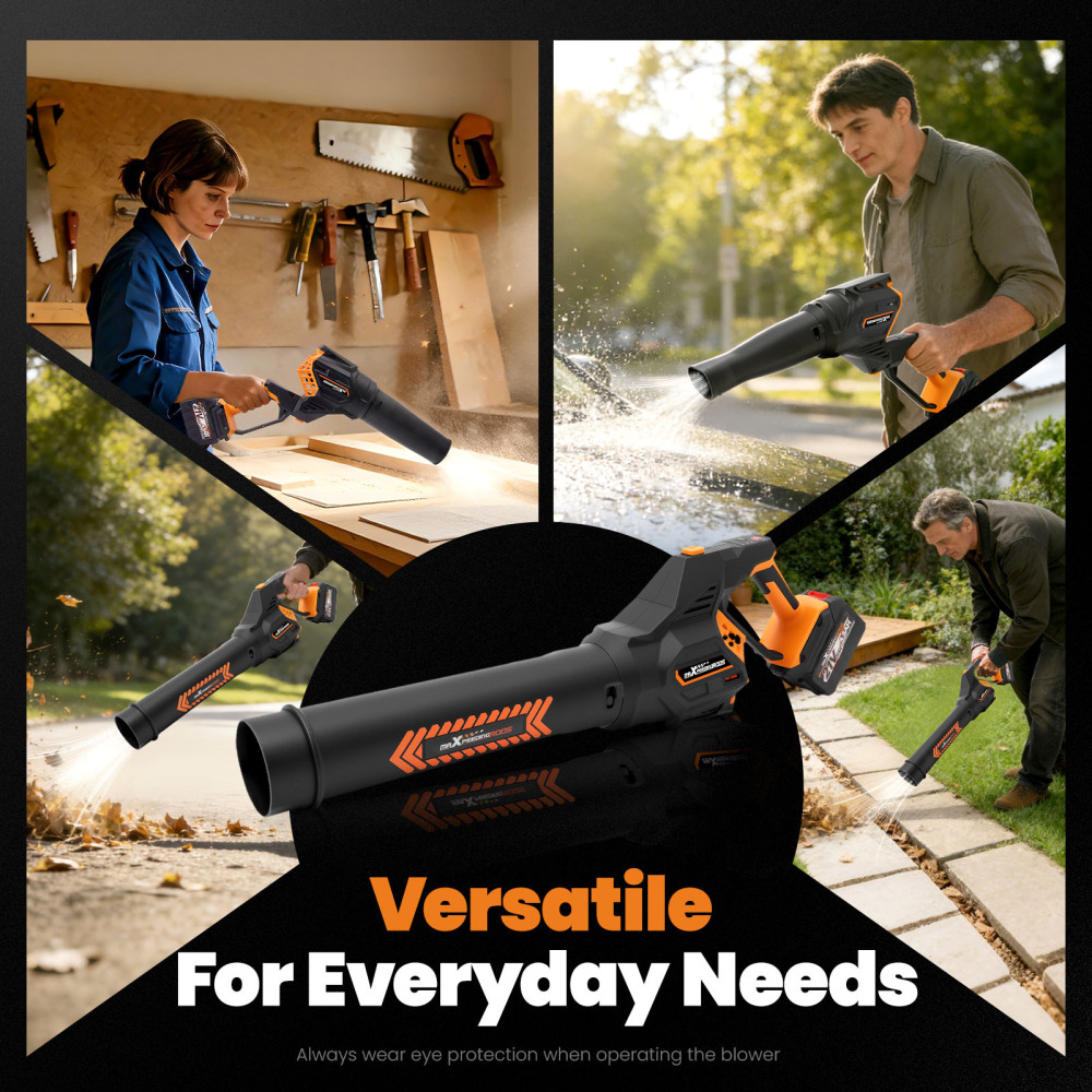 Cordless Leaf Blower 160MPH 580CFM 21V 2Battery 4500mAh 3 Tube Brushless