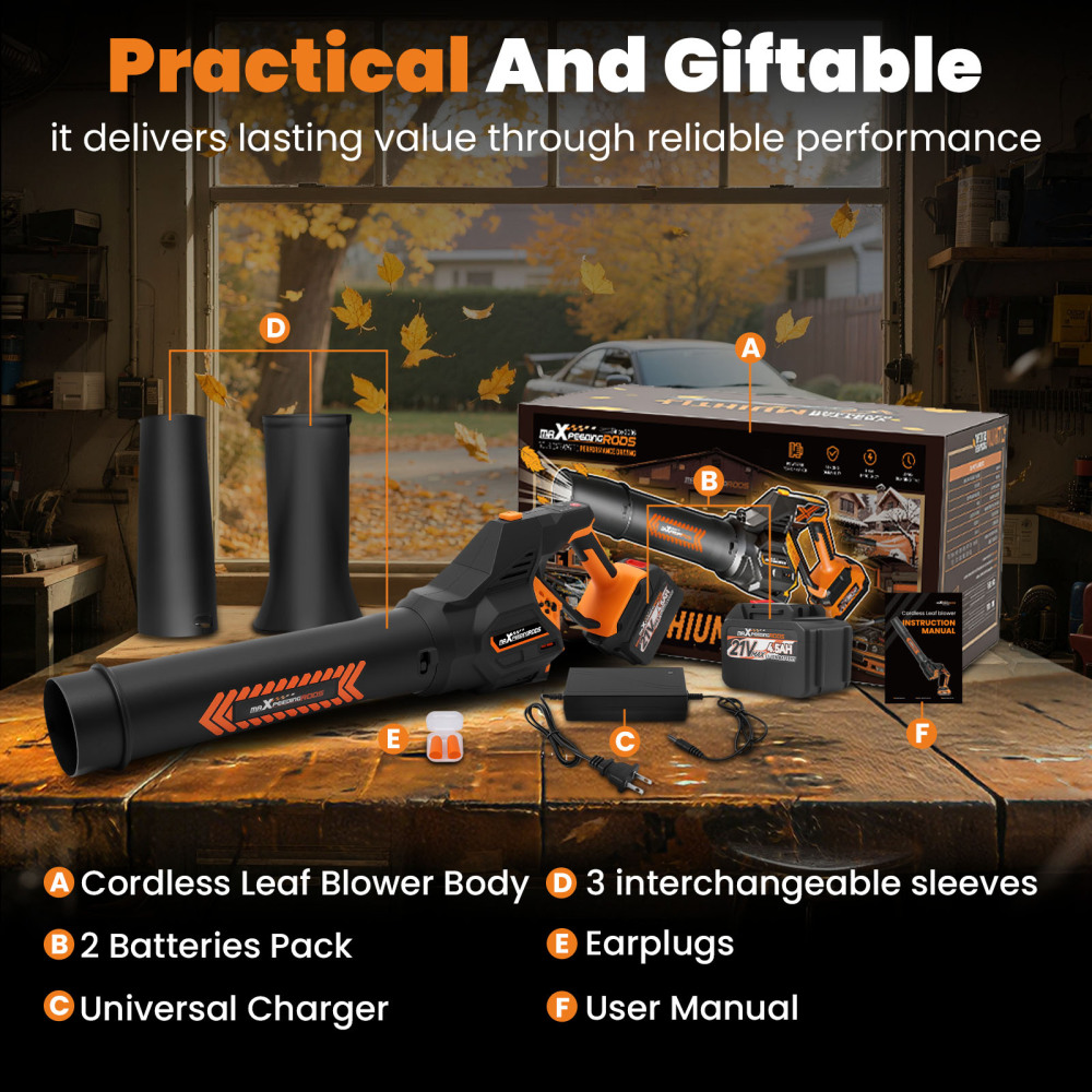 maXpeedingrods 580 CFM + 160 MPH Cordless Leaf Blower With 2 * 4.5Ah Battery Powered, Blowers for Lawn Care, Yard, Blowing Leaves, Dust, Snow