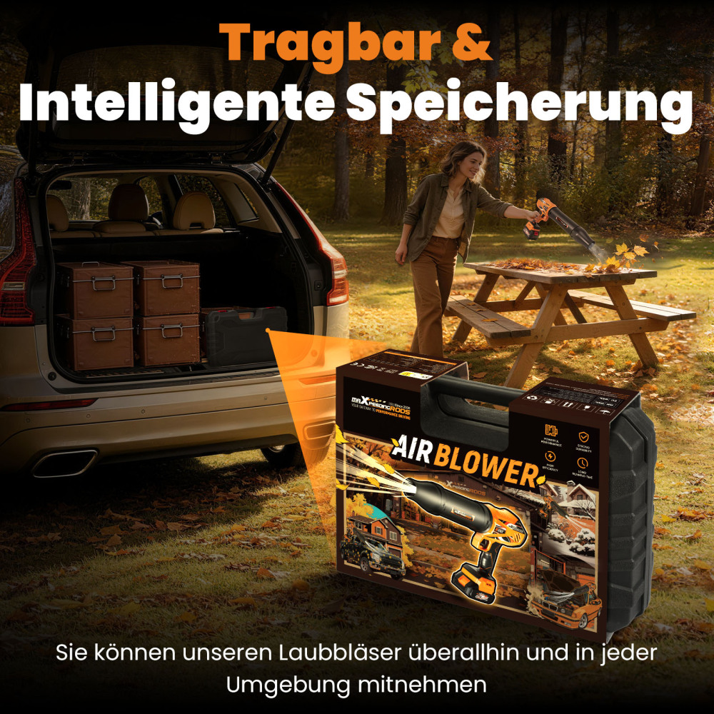 Soffiatore Elettrico Foglie 21V 4000mAh 32000RPM 385CFM Condotto Aria Incluso