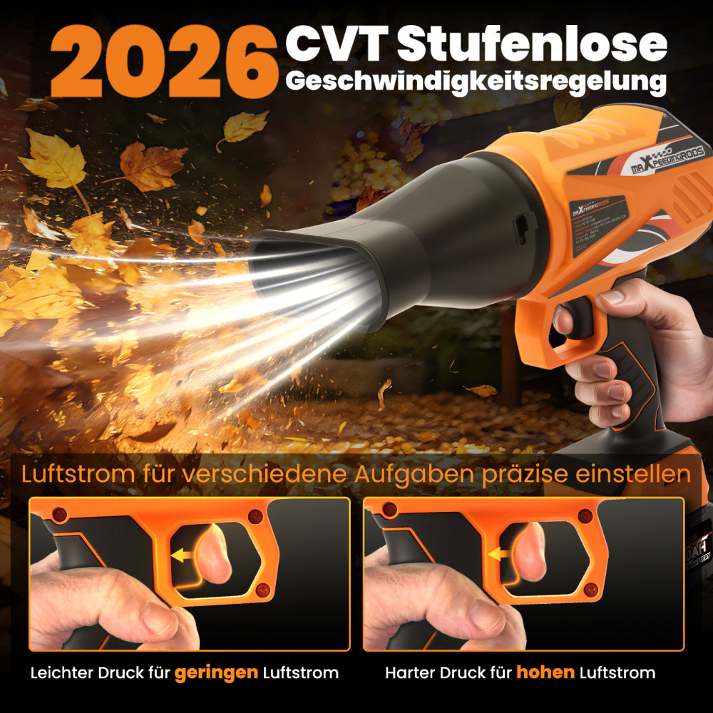 Soffiatore Elettrico Foglie 21V 4000mAh 32000RPM 385CFM Condotto Aria Incluso