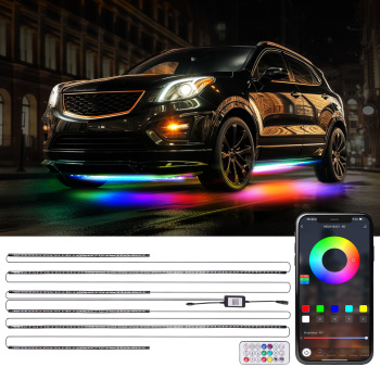 6Pcs Waterproof 12V RGB LED Lights Strip Neon Kit Underbody Under Glow Remote